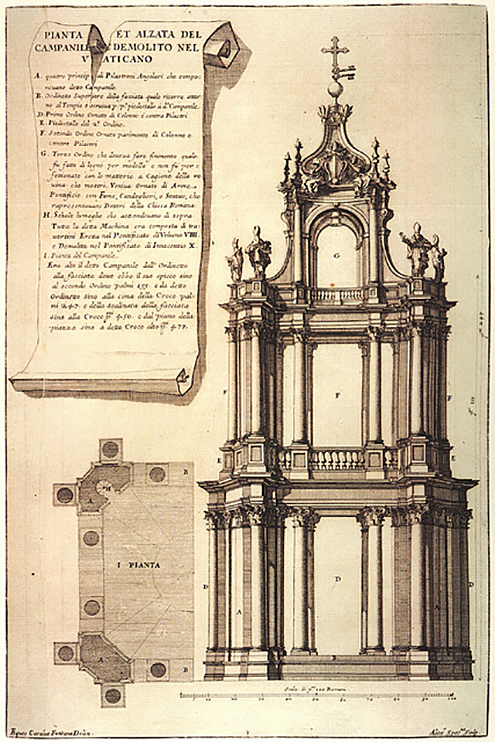 Bernini campanario sur San Pedro 1637_41 dem 1646_7, A Specchi