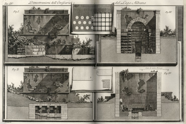 Piranesi Descrizione e Disegno dell'Emissario del Lago Albano 1762